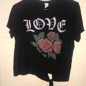 Black Love/Roses crop top